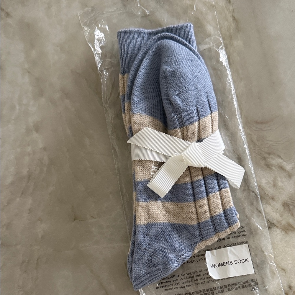 J. Crew Women’s Cashmere Blue and Tan Striped Socks